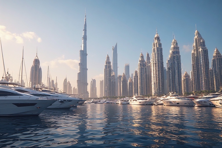 Dubai Marina Luxury Boats and Skyline